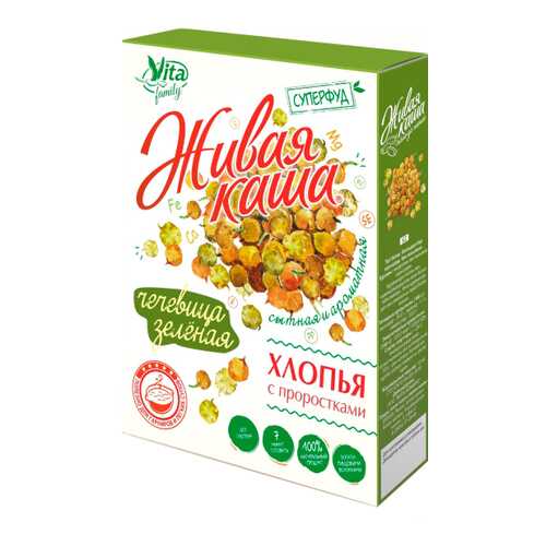 Чечевица Vita зеленая хлопья с проростками 300 г в ВкусВилл