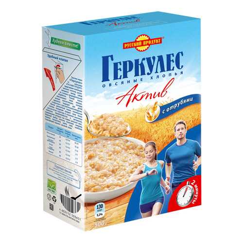 Геркулес Русский продукт актив с отрубями 500 г в ВкусВилл