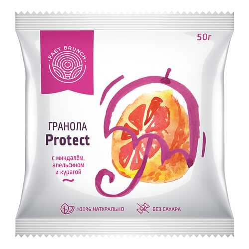 Гранола Fastbrunch Protect с миндалём, апельсином и курагой 3 саше в ВкусВилл