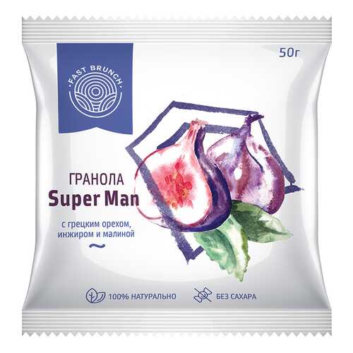 Гранола Fastbrunch SuperMan с грецким орехом, инжиром и малиной 3 саше в ВкусВилл