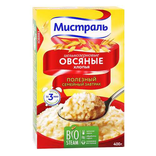 Хлопья Мистраль овсяные цельнозерновые 400 г в ВкусВилл