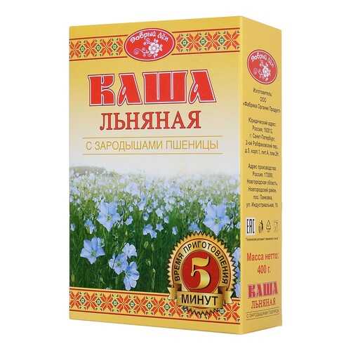Каша Добрый Лен льняная с зародышами пшеницы 400 г в ВкусВилл