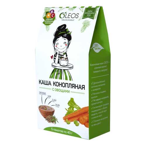 Каша конопляная Oleos с овощами 200 г в ВкусВилл