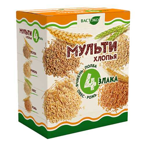 Мульти хлопья Вастэко 4 злака в ВкусВилл