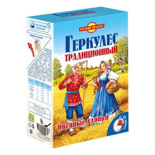 Овсяные хлопья Геркулес Традиционный Русский продукт 500 г в ВкусВилл