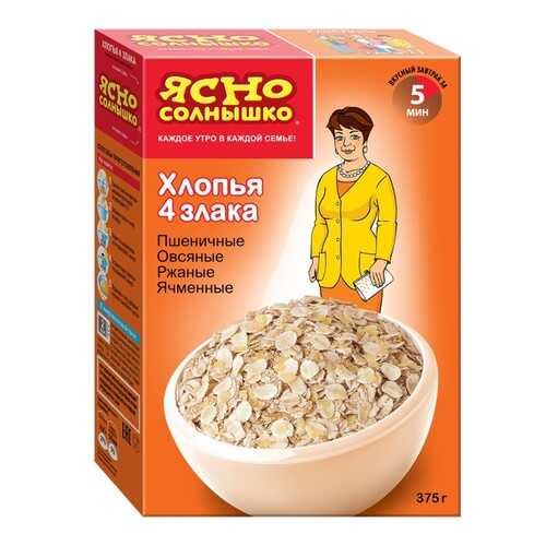 Смесь хлопьев Ясно Солнышко 4 злака 375 г в ВкусВилл