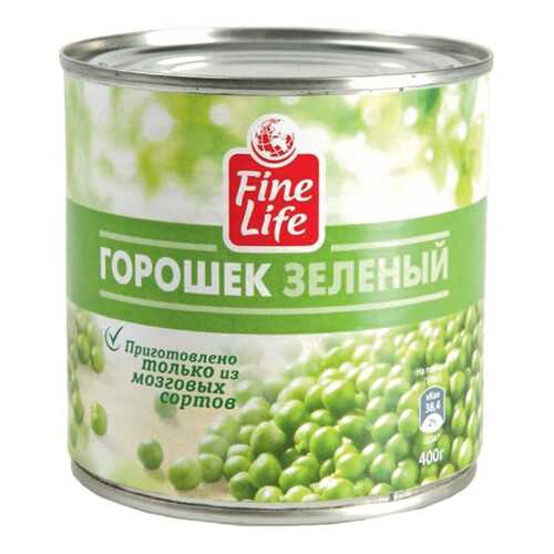 Горошек Fine Life зеленый из мозговых сортов 425 г в ВкусВилл