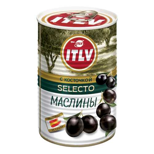 Маслины ITLV черные с косточкой 425 г в ВкусВилл
