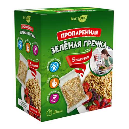 Гречка зеленая Вастэко в варочных пакетах 350 г в ВкусВилл