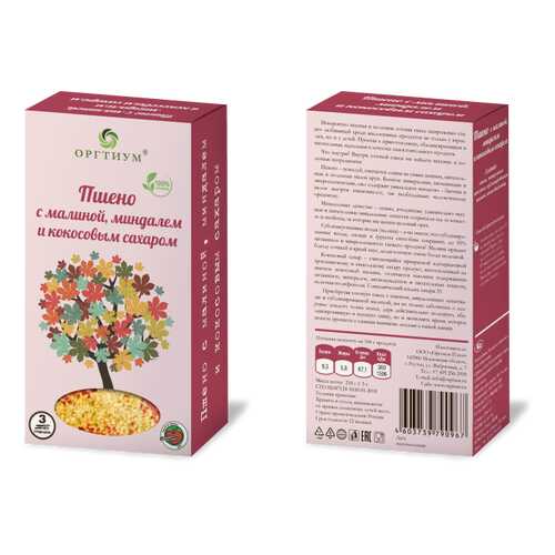Пшено Оргтиум с малиной, миндалем и кокосовым сахаром 210 г в ВкусВилл
