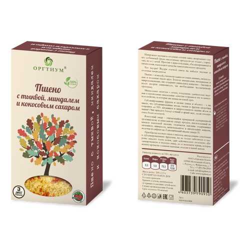 Пшено Оргтиум с тыквой, миндалем и кокосовым сахаром 210 г в ВкусВилл
