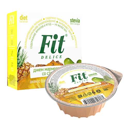 Джем Fit Parad мармелад со стевией ананас бромелайн гриффония в ВкусВилл