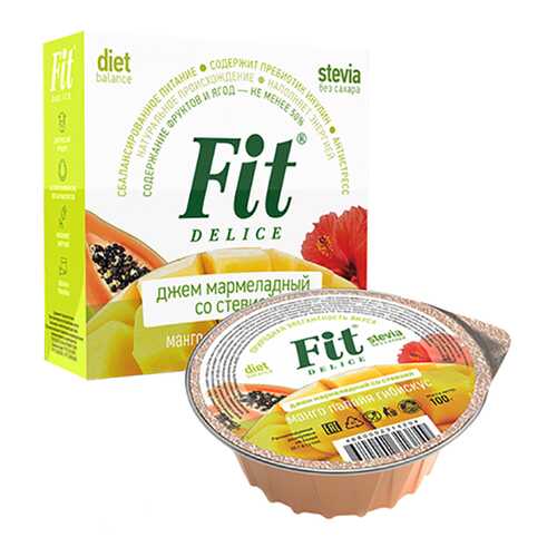 Джем мармелад Fit Parad со стевией манго папайя гибискус в ВкусВилл
