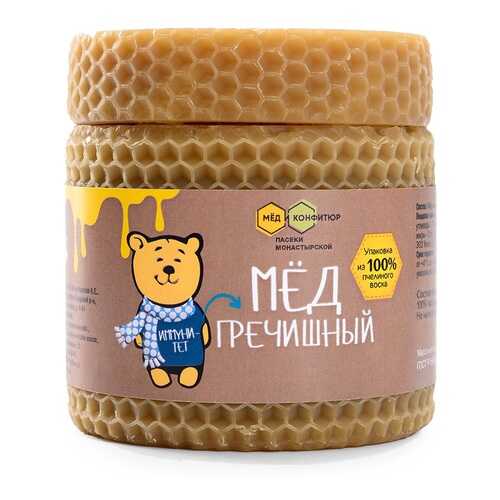 Мёд гречишный в банке из воска от Кристины Монастырской, «Пасеки Монастырской», 320 г в ВкусВилл