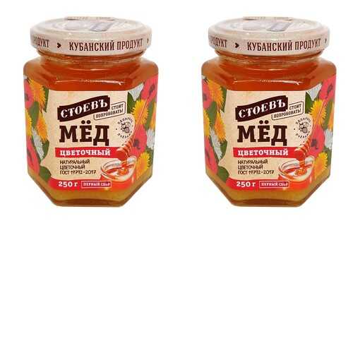 Мед натуральный Стоевъ цветочный, 250гр., 2 банки, стекло в ВкусВилл