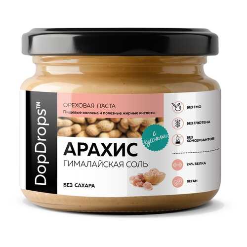 Арахисовая паста хрустящая DopDrops Кранч с гималайской солью 250 г в ВкусВилл