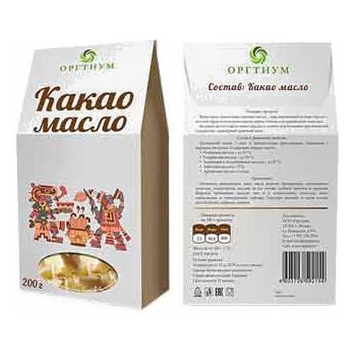 Какао масло Оргтиум горячего первого отжима 200 г в ВкусВилл