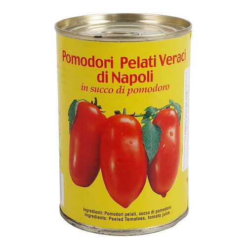 Томаты Sapori di Napoli очищенные в собственном соку консервированные 400 г в ВкусВилл