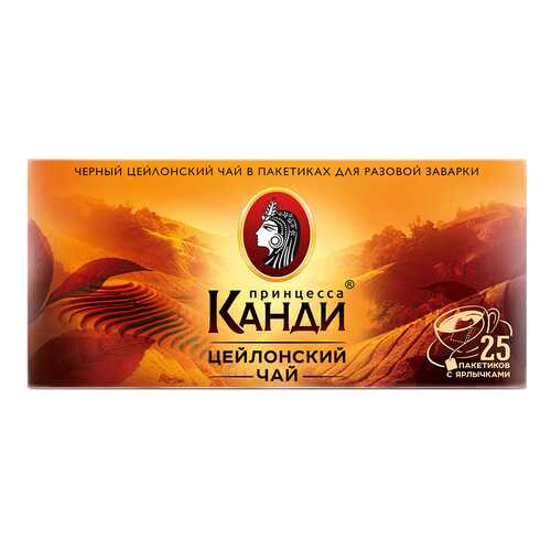 Чай черный Принцесса Канди Цейлонский 25 пакетиков с ярлыком в ВкусВилл