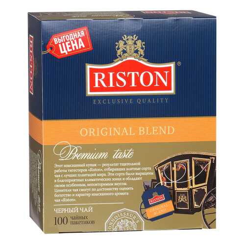 Чай черный Riston original blend байховый цейлонский мелкий 100 пакетиков в ВкусВилл