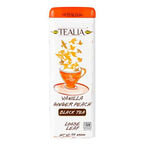 Чай черный TeaLia с имбирем ароматом ванили и персика 100 г в ВкусВилл