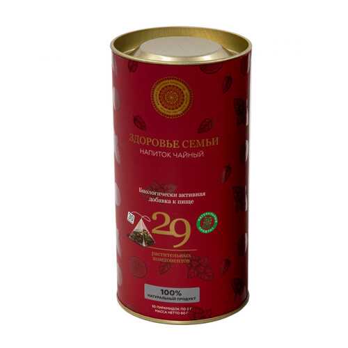 Чай Фабрика Здоровых Продуктов Здоровье семьи, чёрный 30 пирамидок для чайника в ВкусВилл
