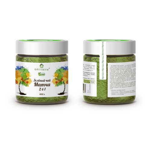 Зеленый чай Оргтиум матча 2в1 био 100 г в ВкусВилл