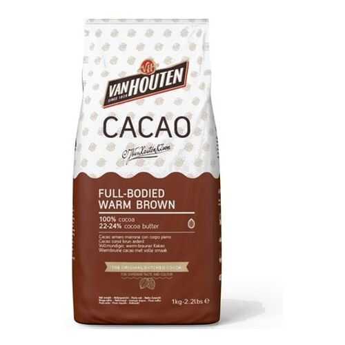 Какао порошок Van Houten 100% full-bodied warm brown 22-24% 1 кг в ВкусВилл