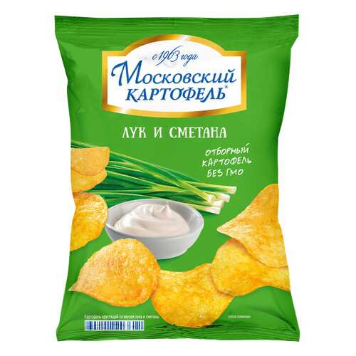 Чипсы картофельные Московский картофель лук и сметана хрустящие 70 г в ВкусВилл
