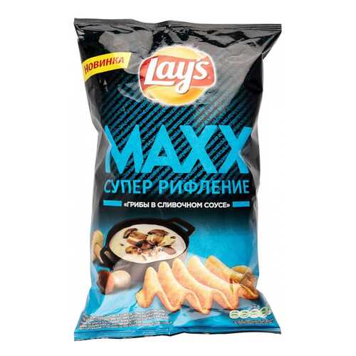 Чипсы Lay's супер рифление maxx грибы в сливочном соусе 145 г в ВкусВилл