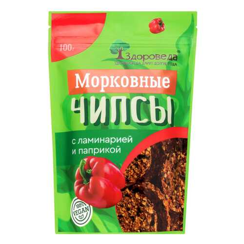 Чипсы морковные Здороведа с ламинарией и паприкой 100 г в ВкусВилл