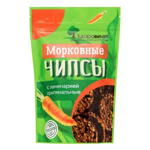 Чипсы морковные Здороведа с ламинарией оригинальные 100 г в ВкусВилл