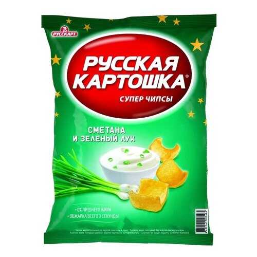 Чипсы Русская картошка Сметана и зеленый лук 50г в ВкусВилл