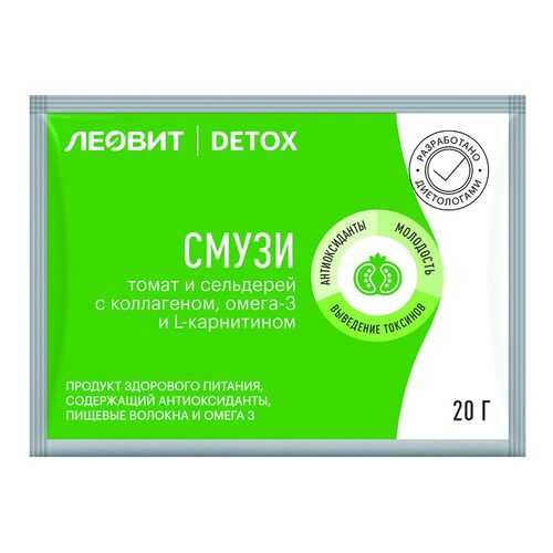 Смузи Леовит Detox томат и сельдерей с коллагеном шоубокс 20 шт по 20 г в ВкусВилл