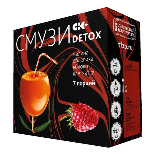 Смузи Сибирская клетчатка detox малина облепиха яблоко 84 г в ВкусВилл