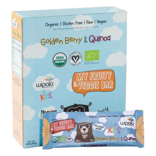 Фруктово-овощные батончики Wipala Snacks физалис-киноа 12 шт по 25 г в ВкусВилл