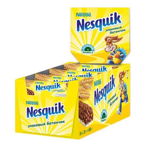 Злаковый батончик Nesquik с шоколадом 24 штуки по 25 г в ВкусВилл
