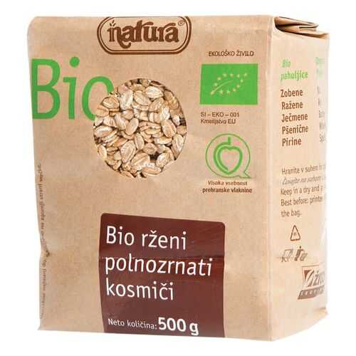 Хлопья ржаные Natura цельнозерновые органические 500 г в ВкусВилл