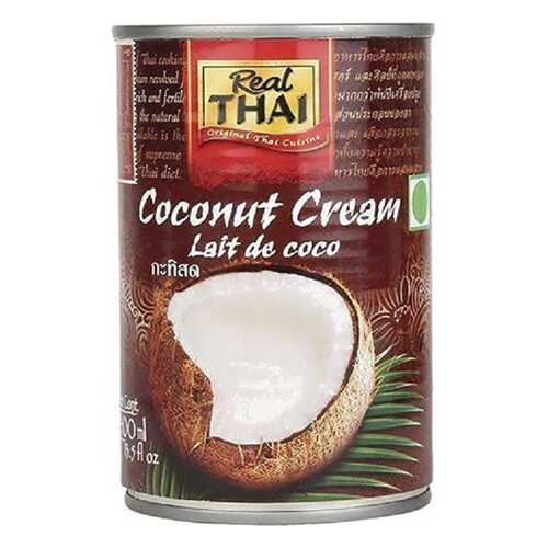 Кокосовые сливки Real Thai 95% мякоти жирность 20-22% ж/б 400 мл в ВкусВилл