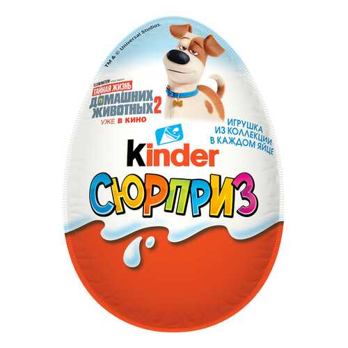 Яйцо Kinder Сюрприз из молочного шоколада с игрушкой Тайная жизнь домашних животных-2 20 г в ВкусВилл