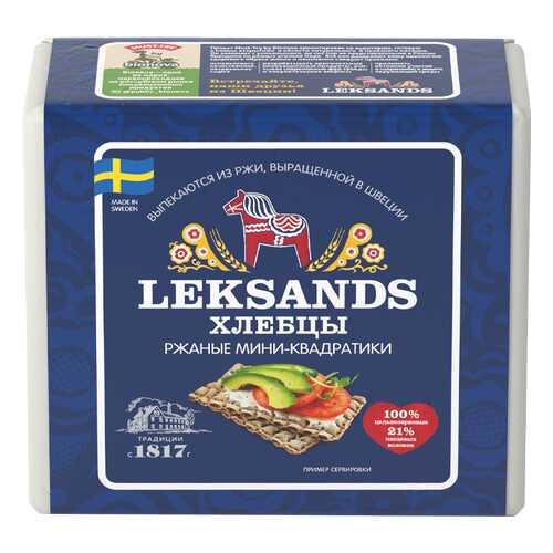 Хлебцы Leksands Ржаные мини квадратики 200г в ВкусВилл