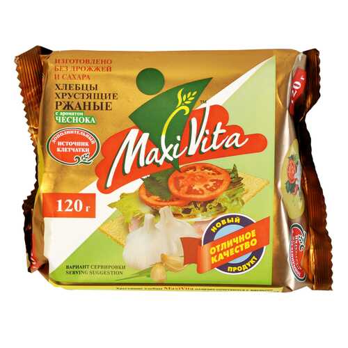 Хлебцы Maxi ржаные с чесноком 10 шт в упаковке 120 г в ВкусВилл