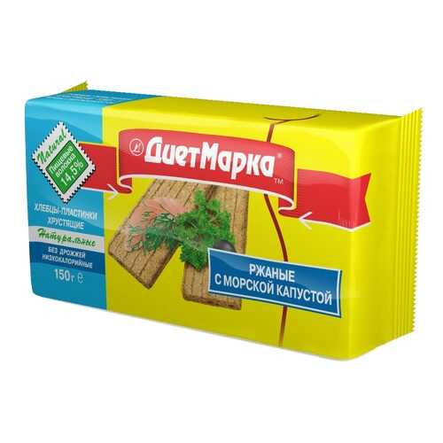 Хлебцы пластинки ДиетМарка хрустящие ржаные с морской капустой 150 г в ВкусВилл