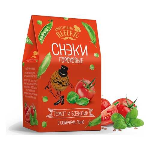 Снэки гороховые Актру с семенем льна, томатом и базиликом 100 г в ВкусВилл