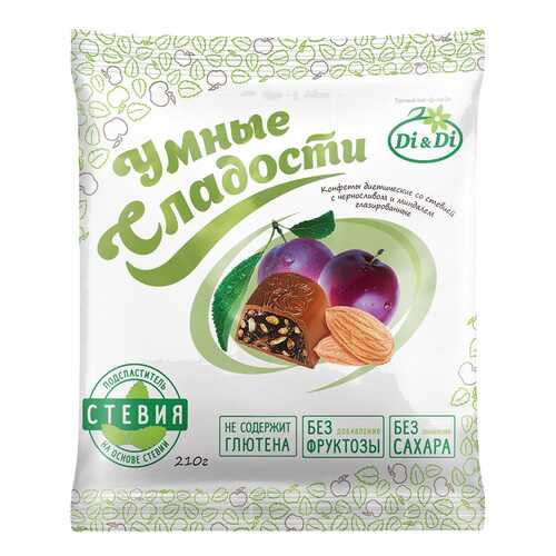 Конфеты со стевией Умные сладости с черносливом и миндалем глазированные 210 г в ВкусВилл
