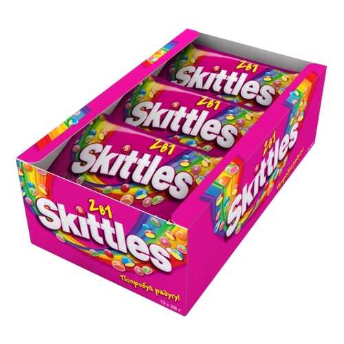 Освежающие конфеты Skittles 2в1 38 г 12 штук в ВкусВилл