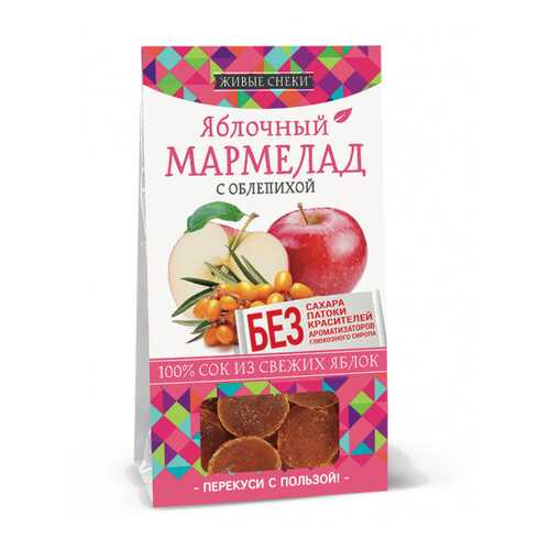 Мармелад яблочный Живые снеки с облепихой 90 г в ВкусВилл