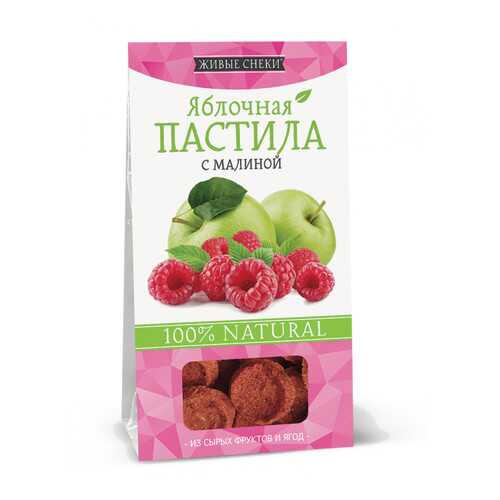 Яблочная пастила Живые снеки с малиной 4*35 г в ВкусВилл