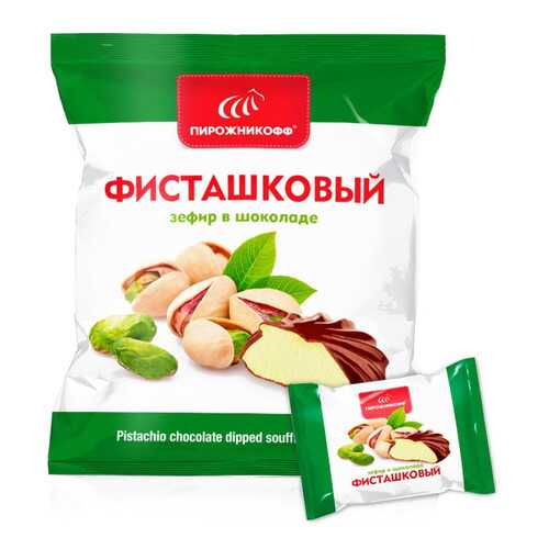 Зефир Пирожникофф в шоколаде фисташковый в ВкусВилл