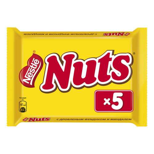 Батончик Nestle nuts с дробленым фундуком и миндалем 30 г 5 штук в ВкусВилл